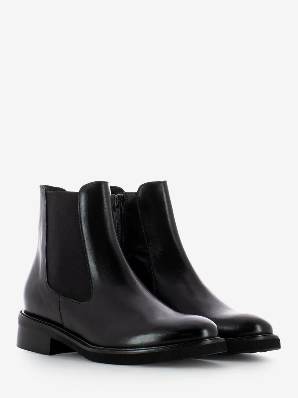 BLACK LEATHER ZIP-UP ANKLE BOOT K689T_NERO