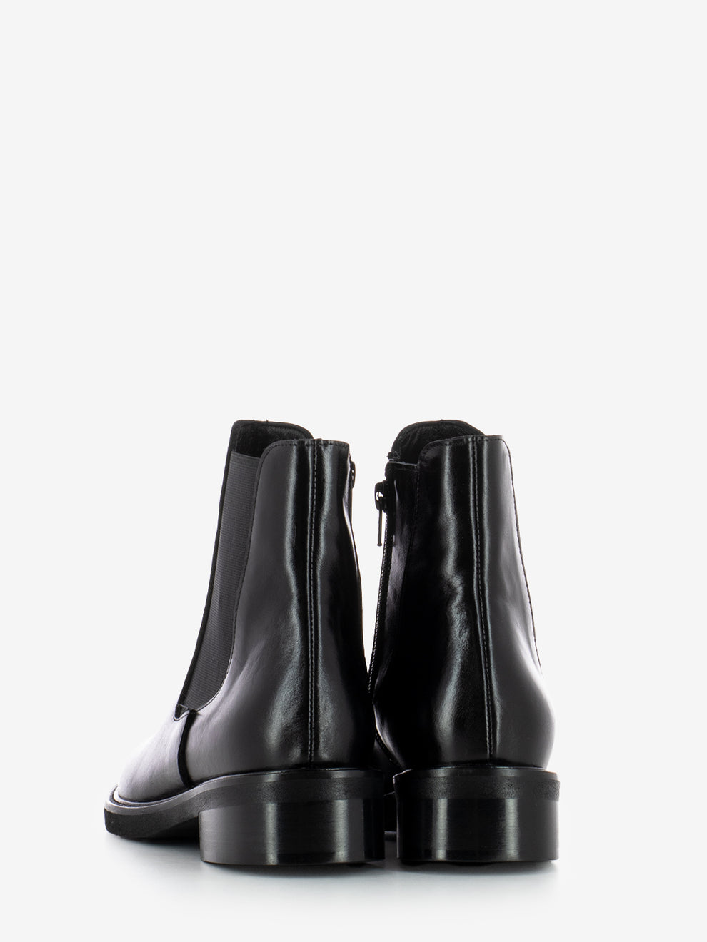 BLACK LEATHER ZIP-UP ANKLE BOOT K689T_NERO