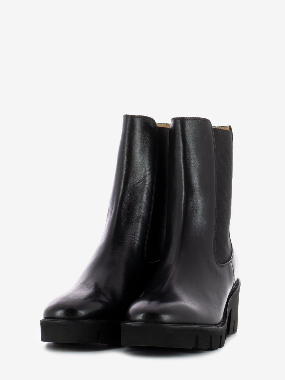 Tronchetti con fasce elastiche in pelle nero