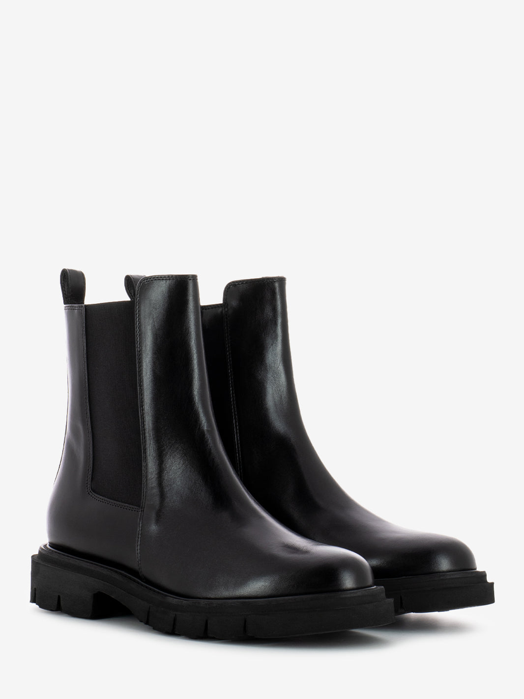 Black leather zip ankle boots