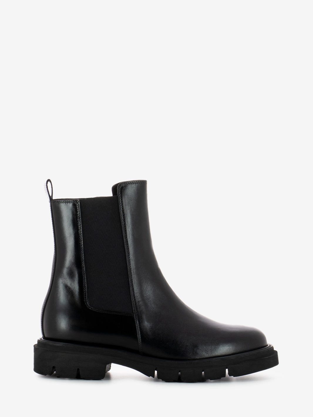 Black leather zip ankle boots