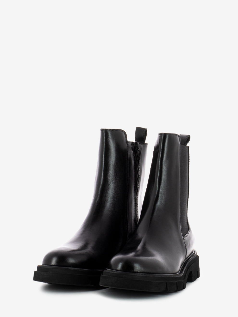 Tronchetti con zip pelle nero