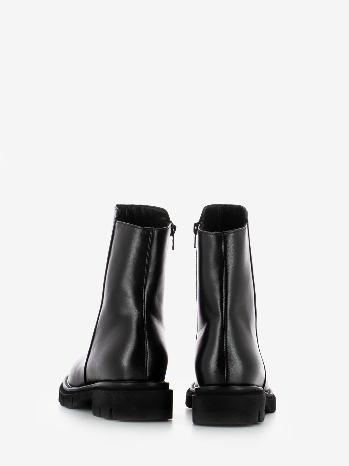 Black leather ankle boots with zip