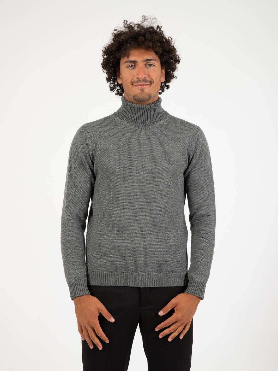 Grey wool turtleneck sweater