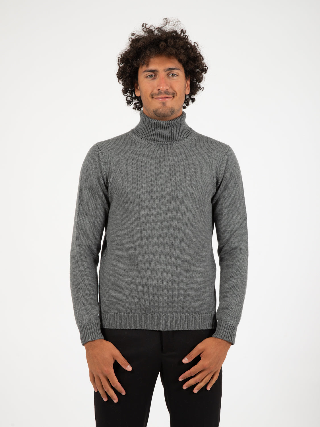 Grey wool turtleneck sweater