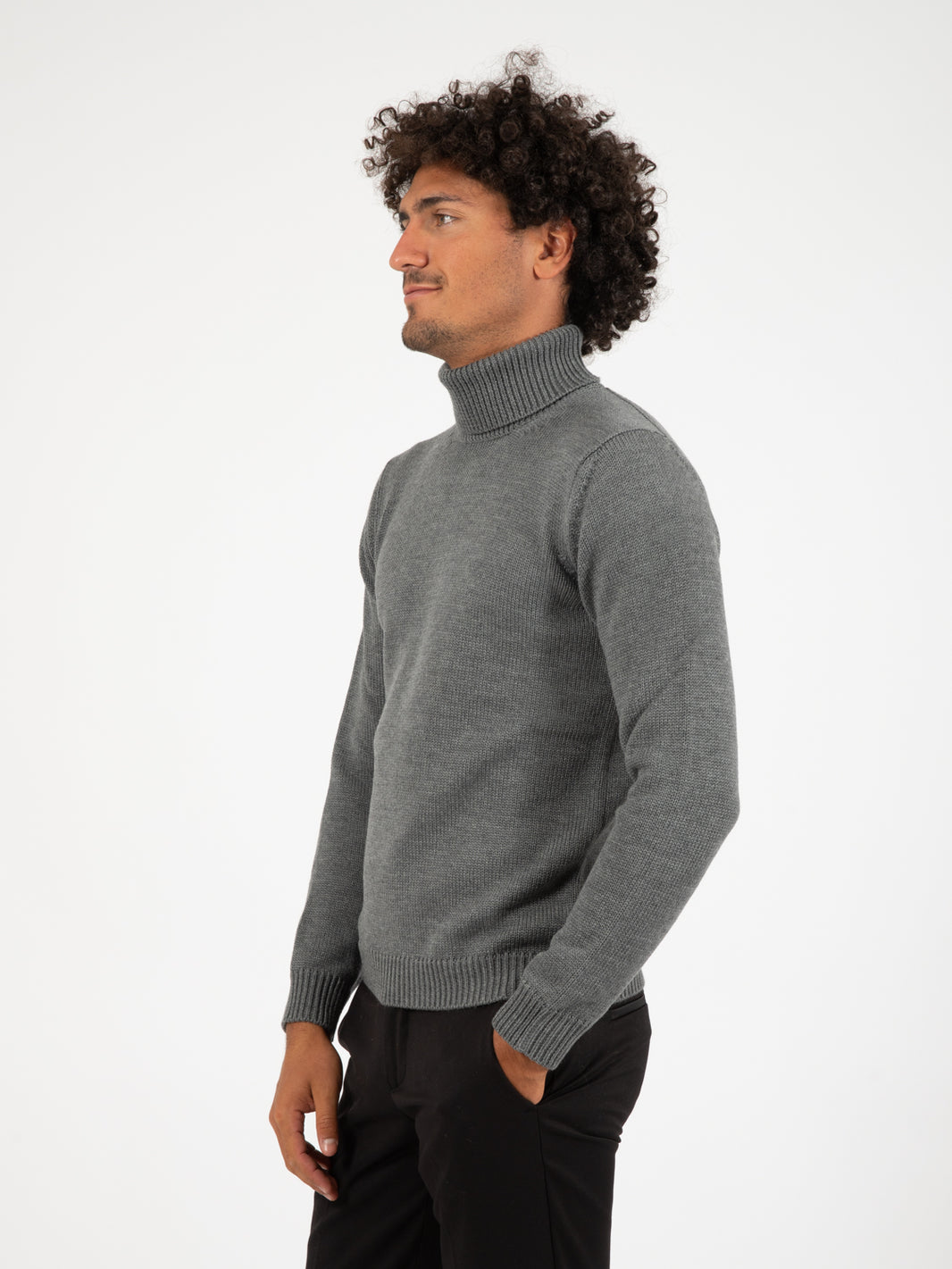 Grey wool turtleneck sweater