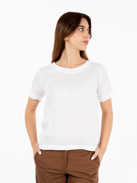 Blusa a girocollo manica bianco