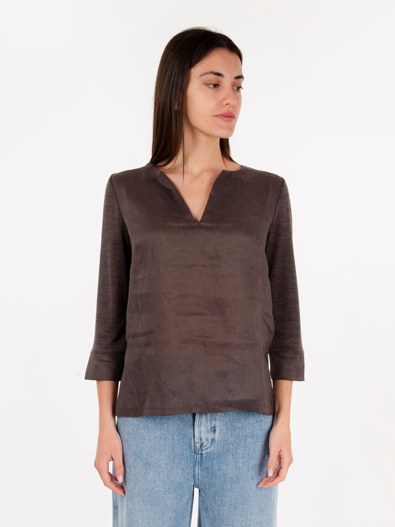 MAIDA MILA - Blusa con maniche a 3/4 moro