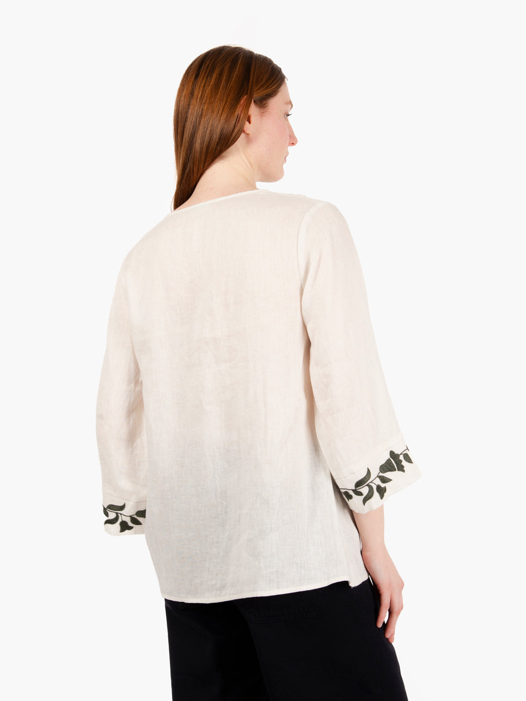 Camicia con ricamo bianco / verde