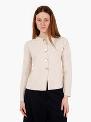 MAIDA MILA - Cardigan bottoni madreperlati in maglia beige