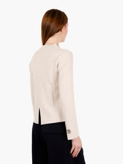 MAIDA MILA - Cardigan bottoni madreperlati in maglia beige