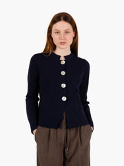 MAIDA MILA - Cardigan bottoni madreperlati in maglia blu navy