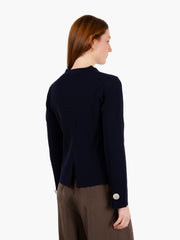 MAIDA MILA - Cardigan bottoni madreperlati in maglia blu navy