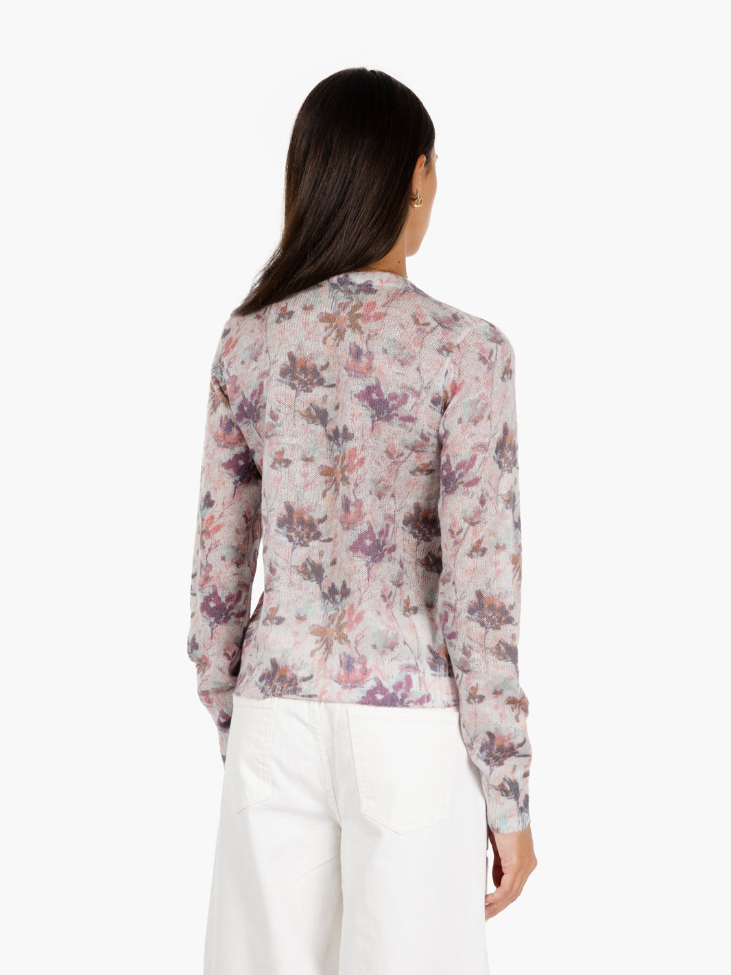Antique pink floral print cardigan