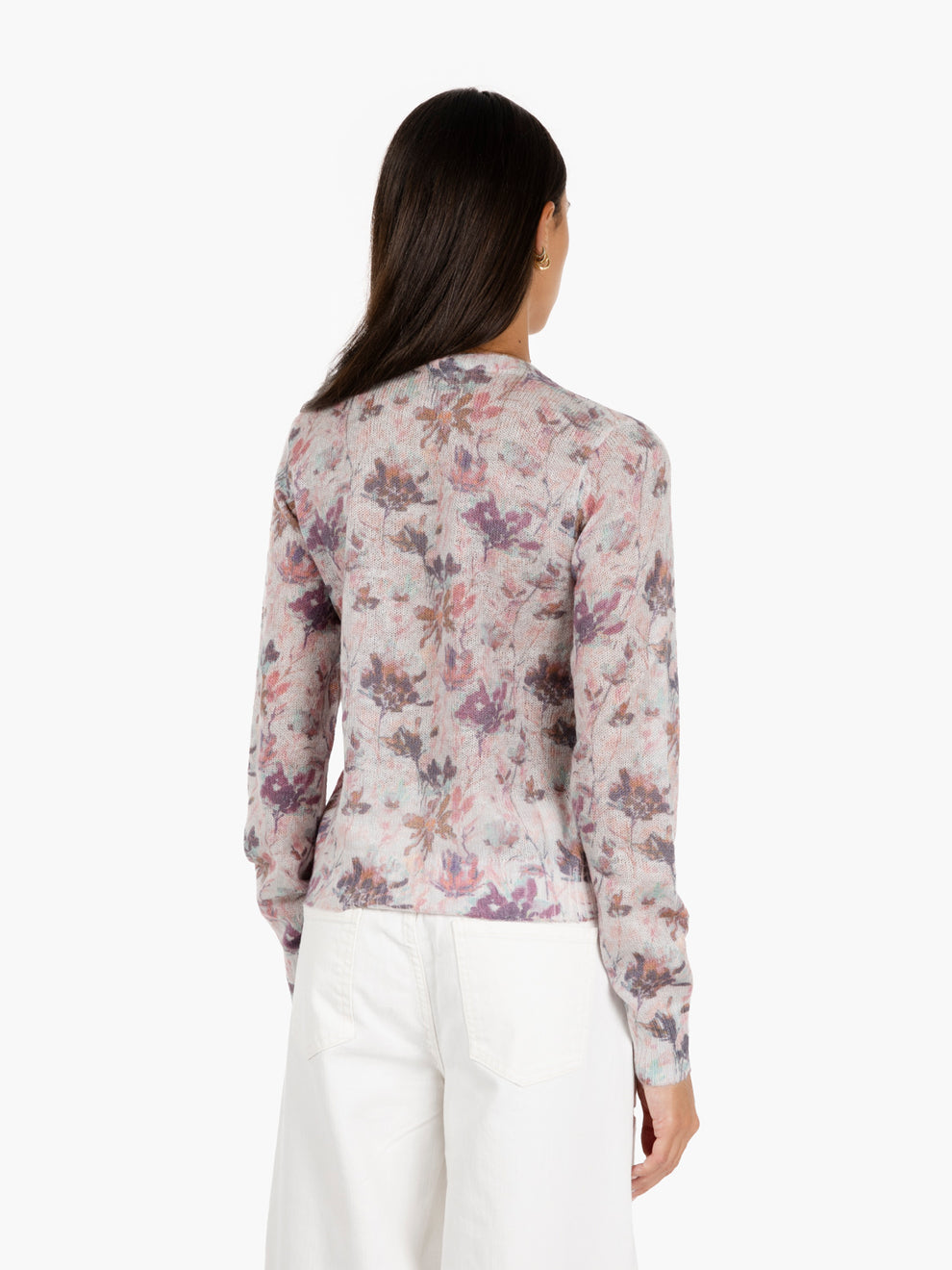 Antique pink floral print cardigan