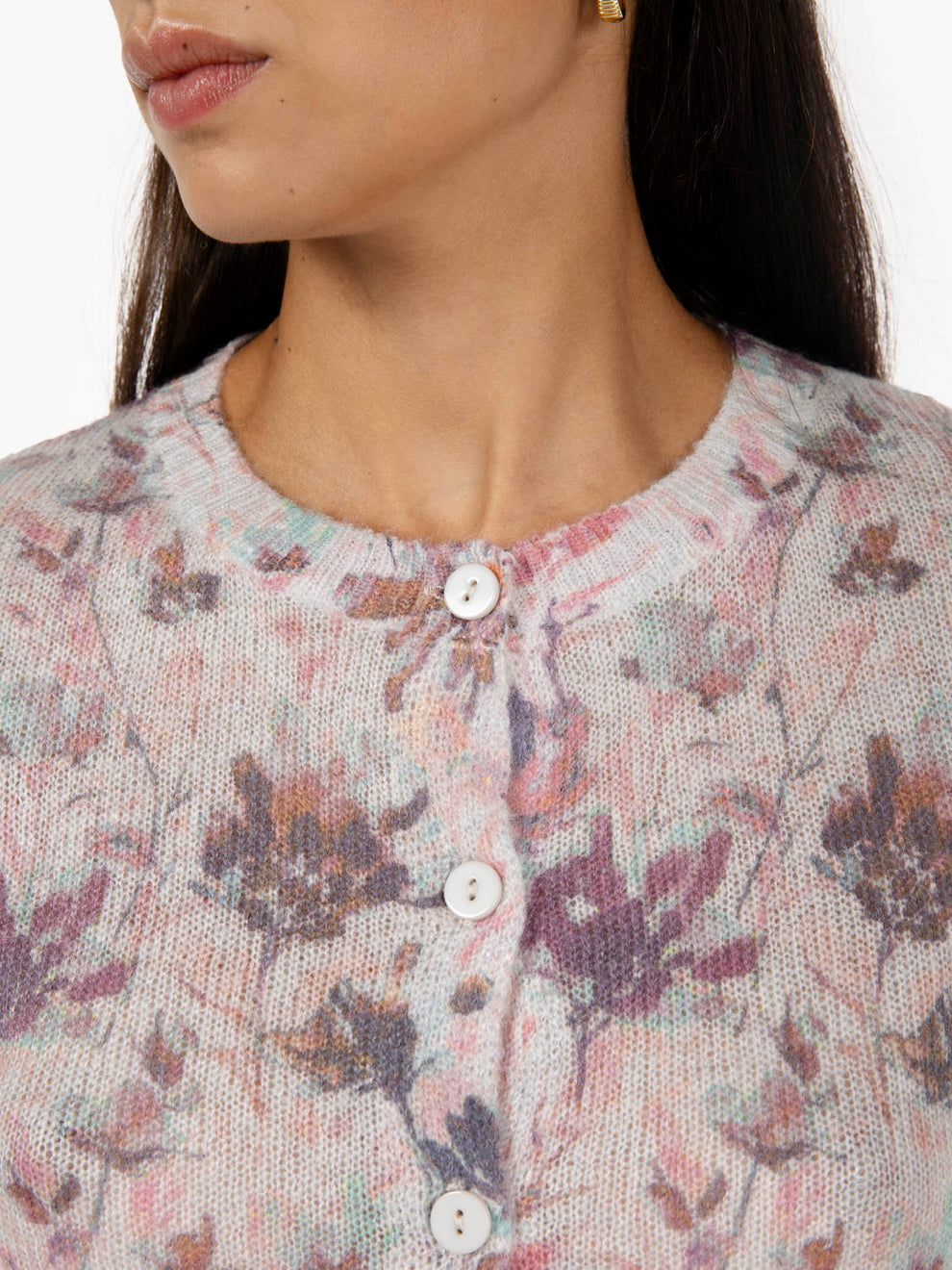 Antique pink floral print cardigan