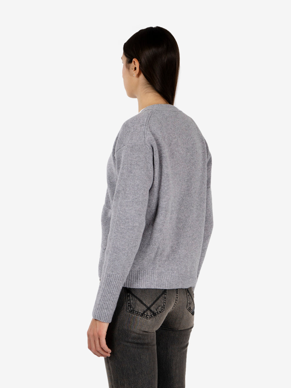 Cardigan in lana melange scuro