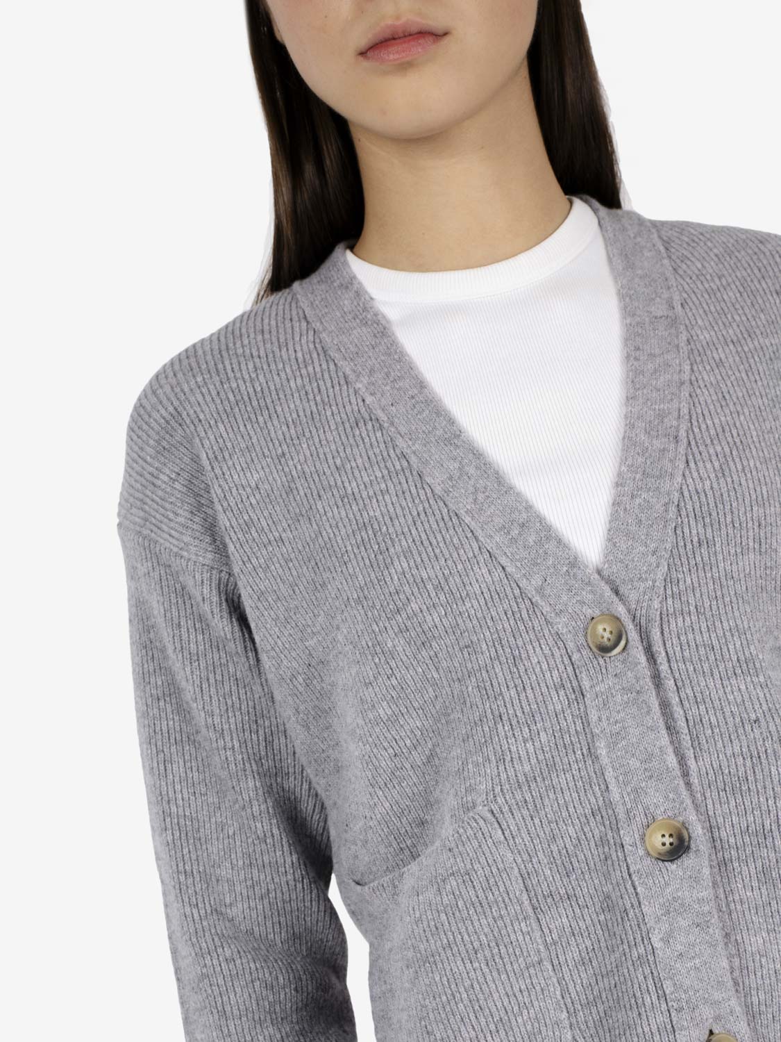 Cardigan in lana melange scuro