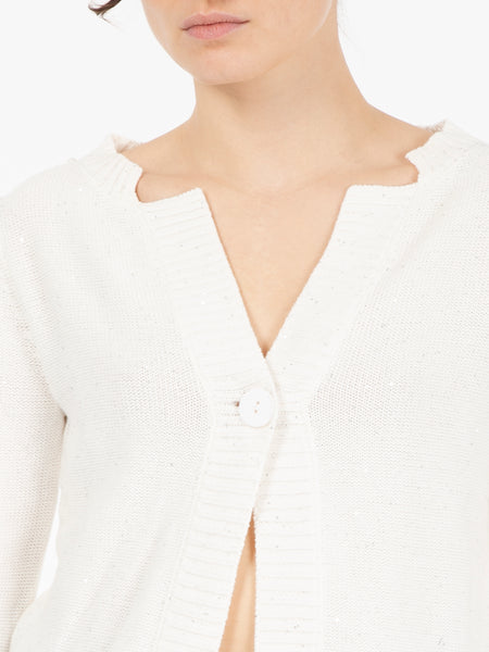 Cardigan micropaillettes bianco