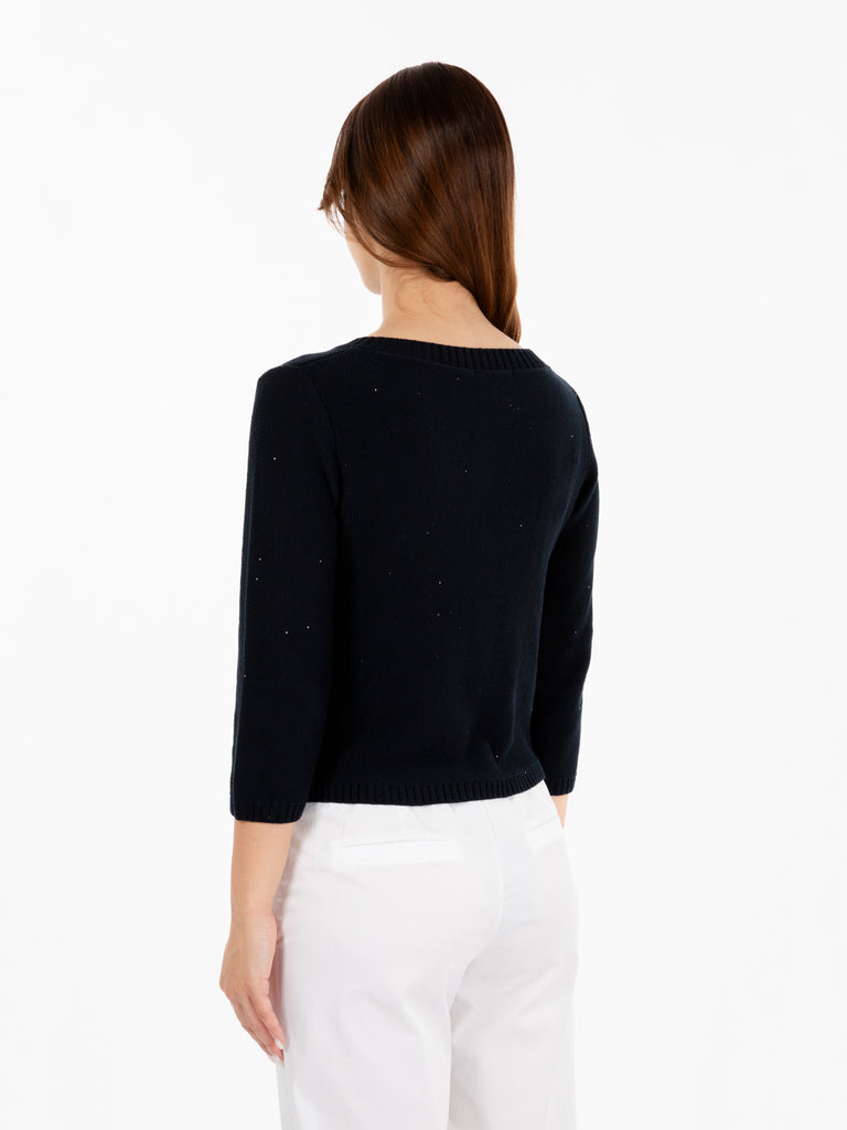 MAIDA MILA - Cardigan micropaillettes nero