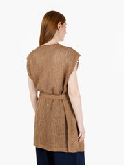 MAIDA MILA - Gilet in maglia traforata oro