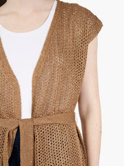 MAIDA MILA - Gilet in maglia traforata oro
