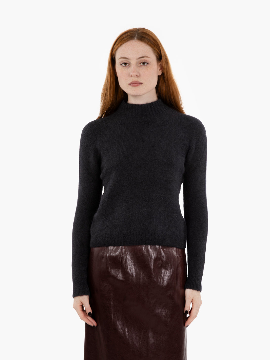 Black soft wool turtleneck sweater