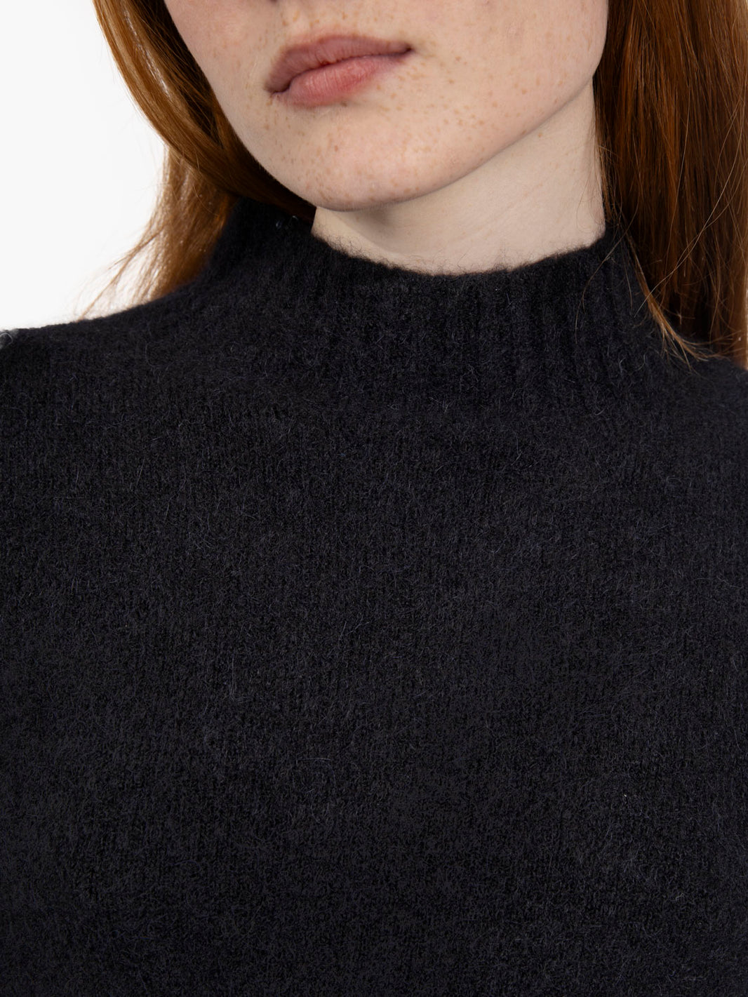 Black soft wool turtleneck sweater
