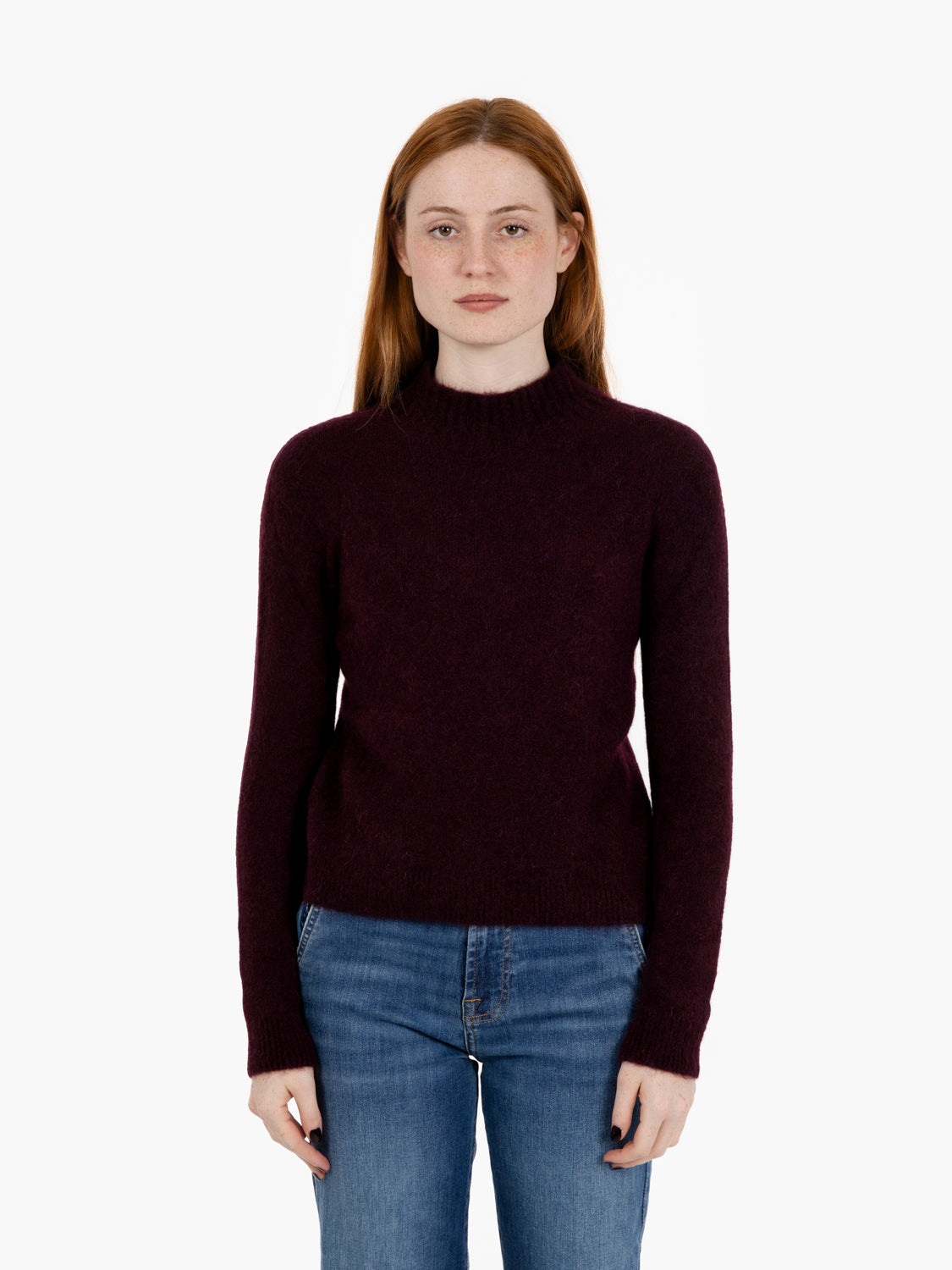 Soft wool turtleneck sweater in sangria