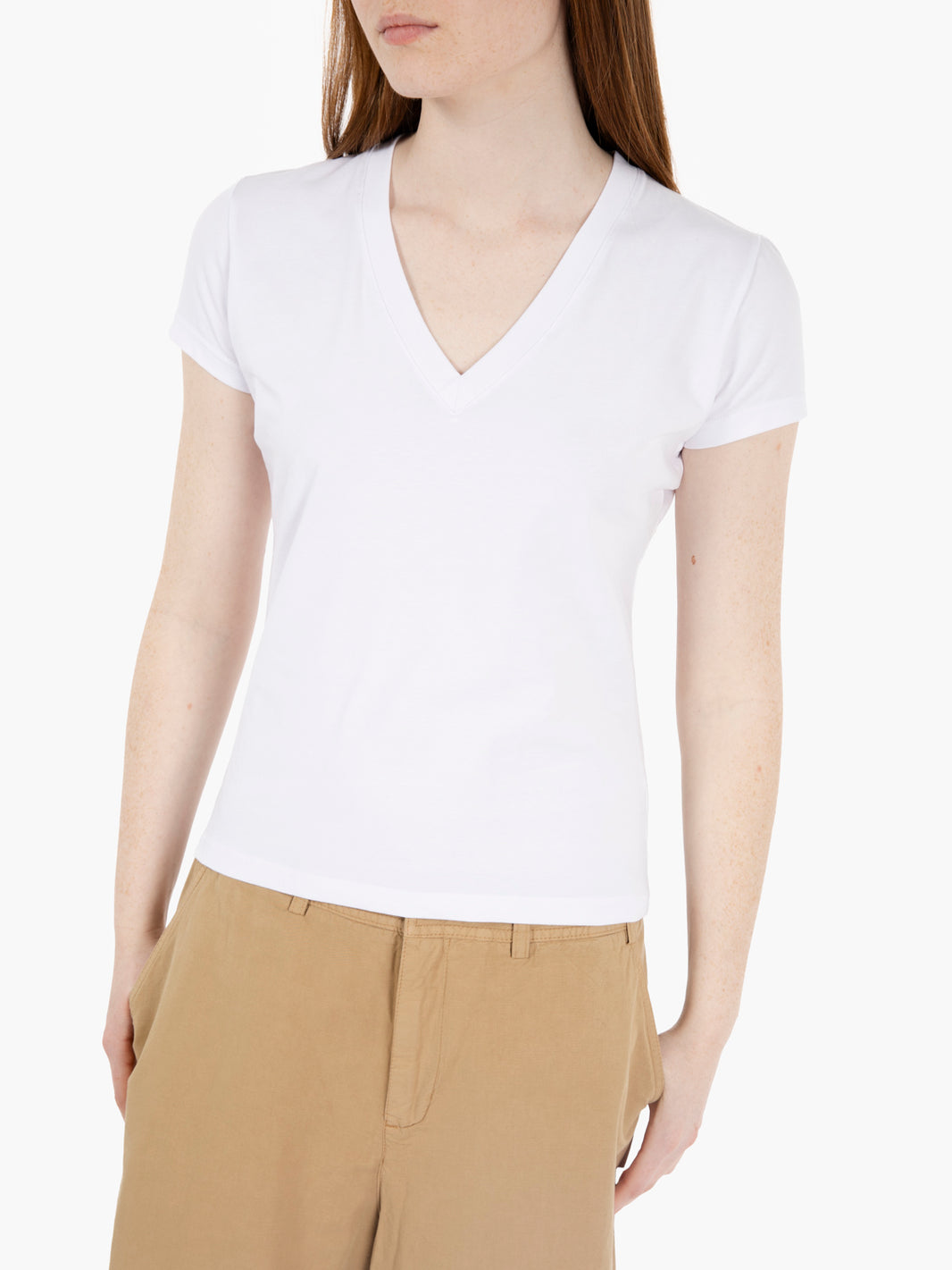 Maglia basic con scollo a V bianco