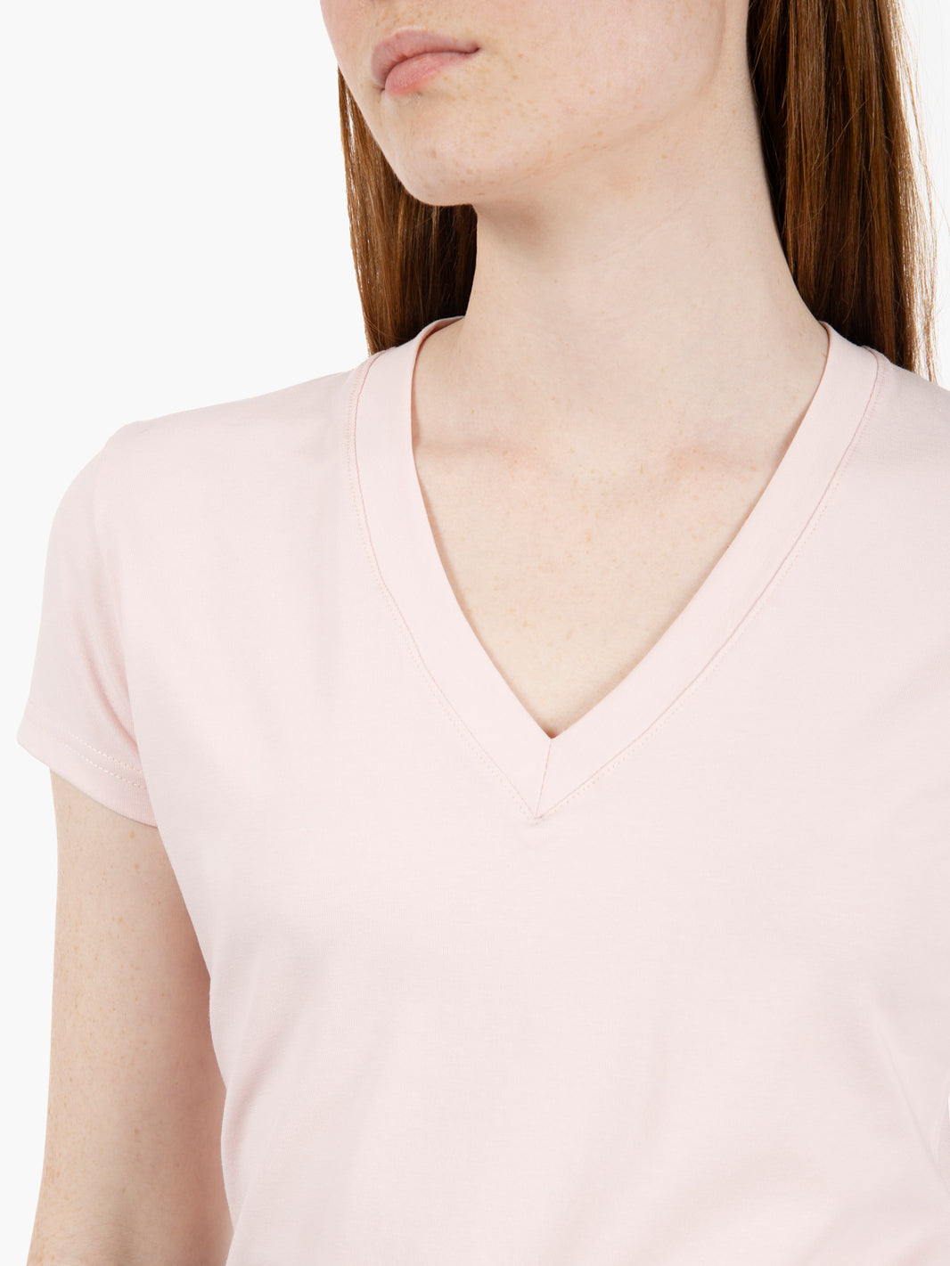 Maglia basic con scollo a V confetto