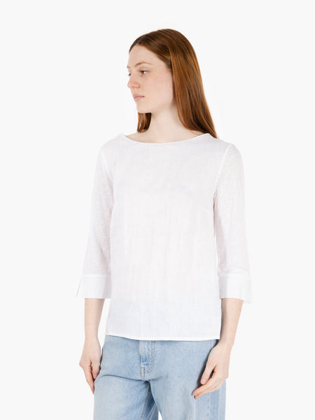 Maglia con scollo a barchetta 3/4 bianco