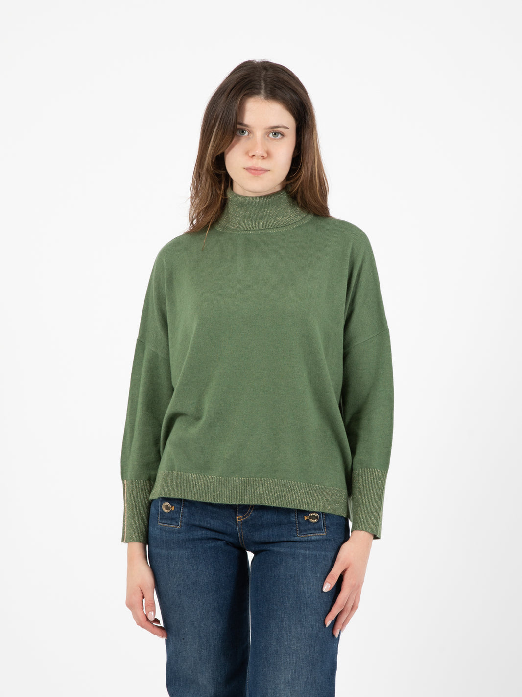 Maglia dolcevita lurex rosmarino