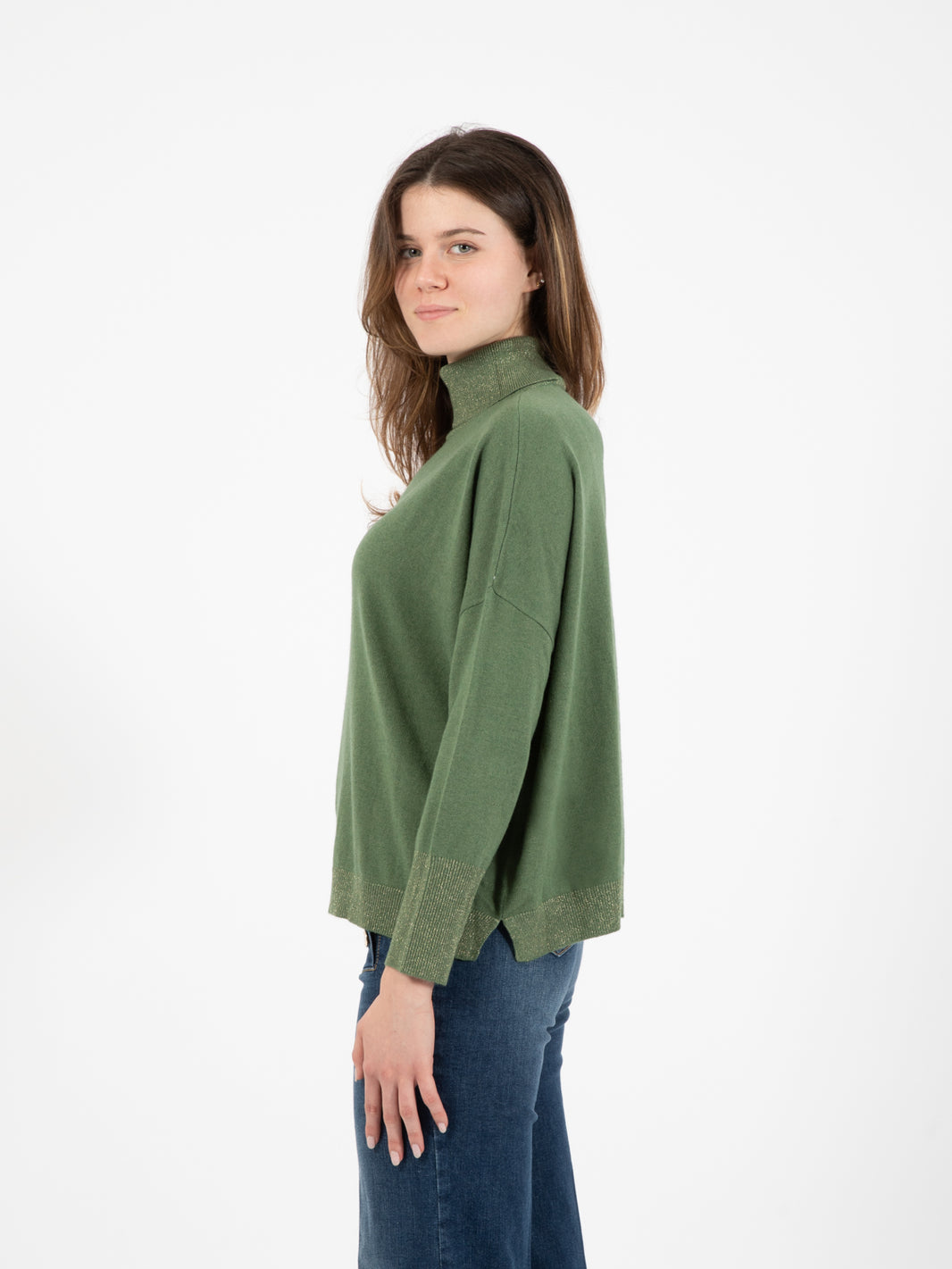 Maglia dolcevita lurex rosmarino