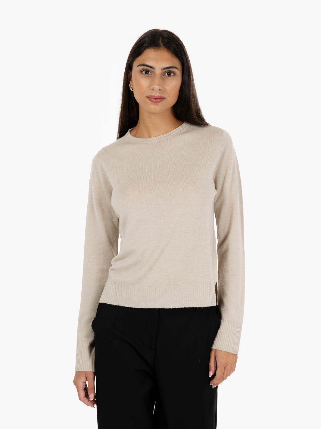 Caffelatte merino wool crew neck sweater