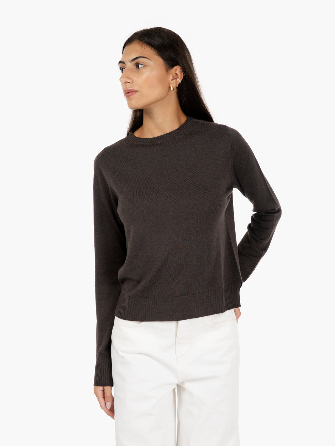 Dark merino crew neck sweater
