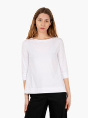 MAIDA MILA - Maglia manica a 3/4 cotone bianco