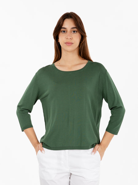 Maglia maniche a 3/4 verde basilico