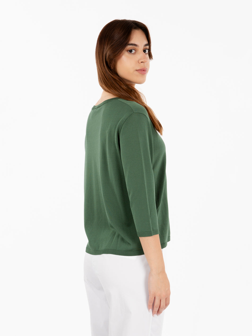 Maglia maniche a 3/4 verde basilico