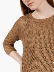 MAIDA MILA - Maglia traforata con paillettes oro
