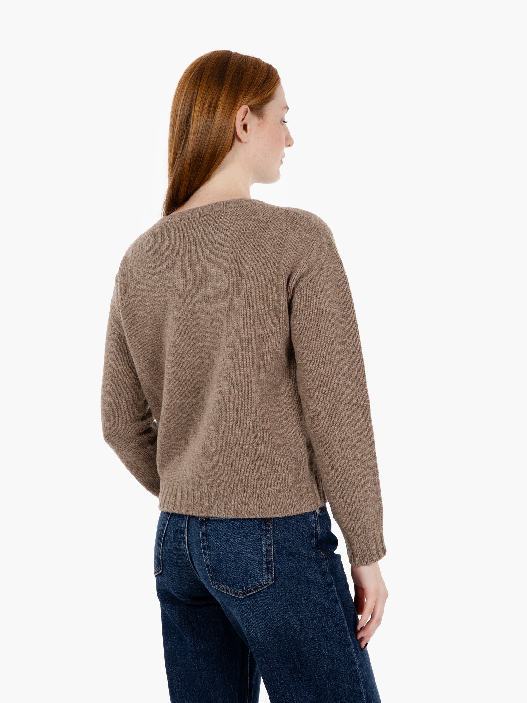 Brown wool cable knit sweater