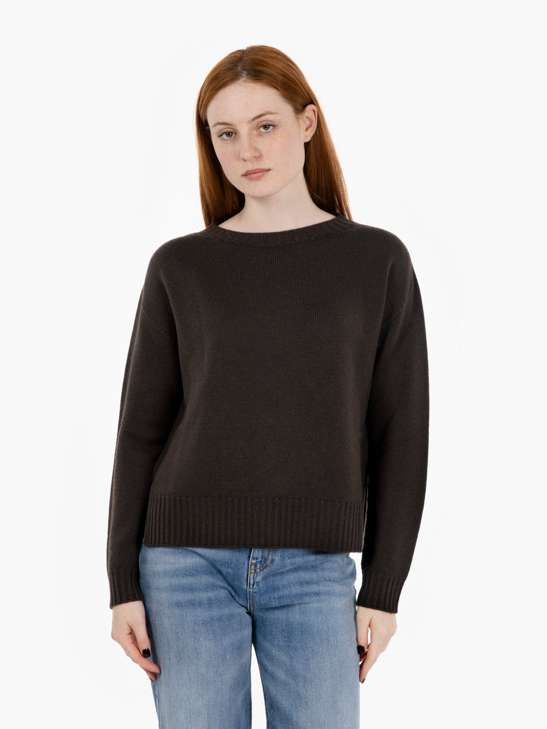 Boxy dark brown wool sweater