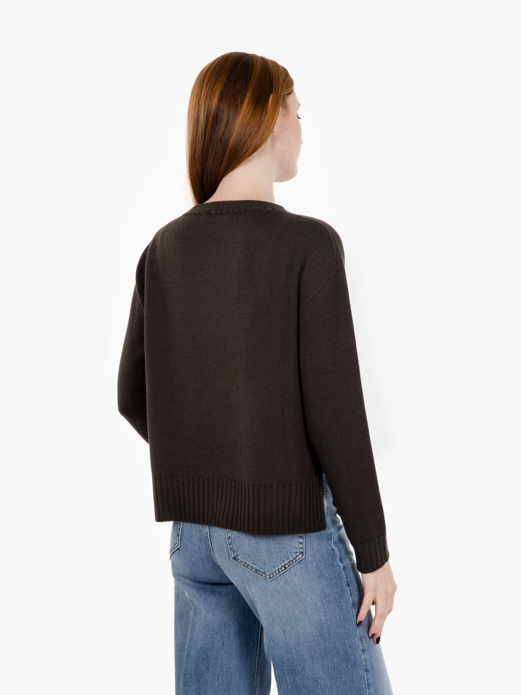 Boxy dark brown wool sweater