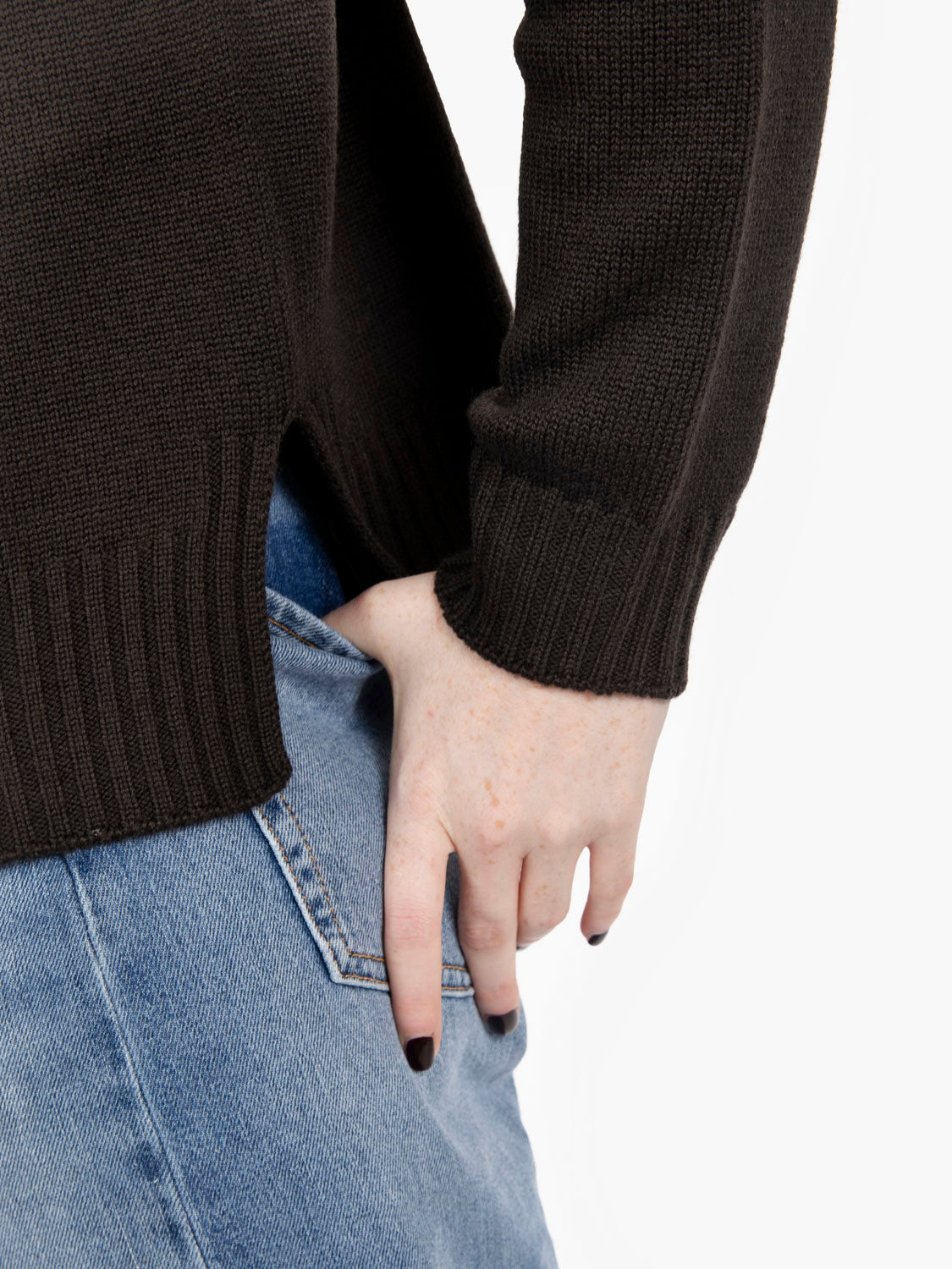 Boxy dark brown wool sweater