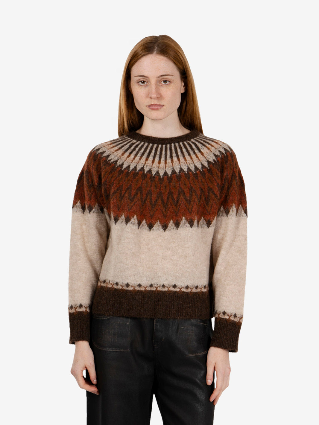 Maglione jaquard beige