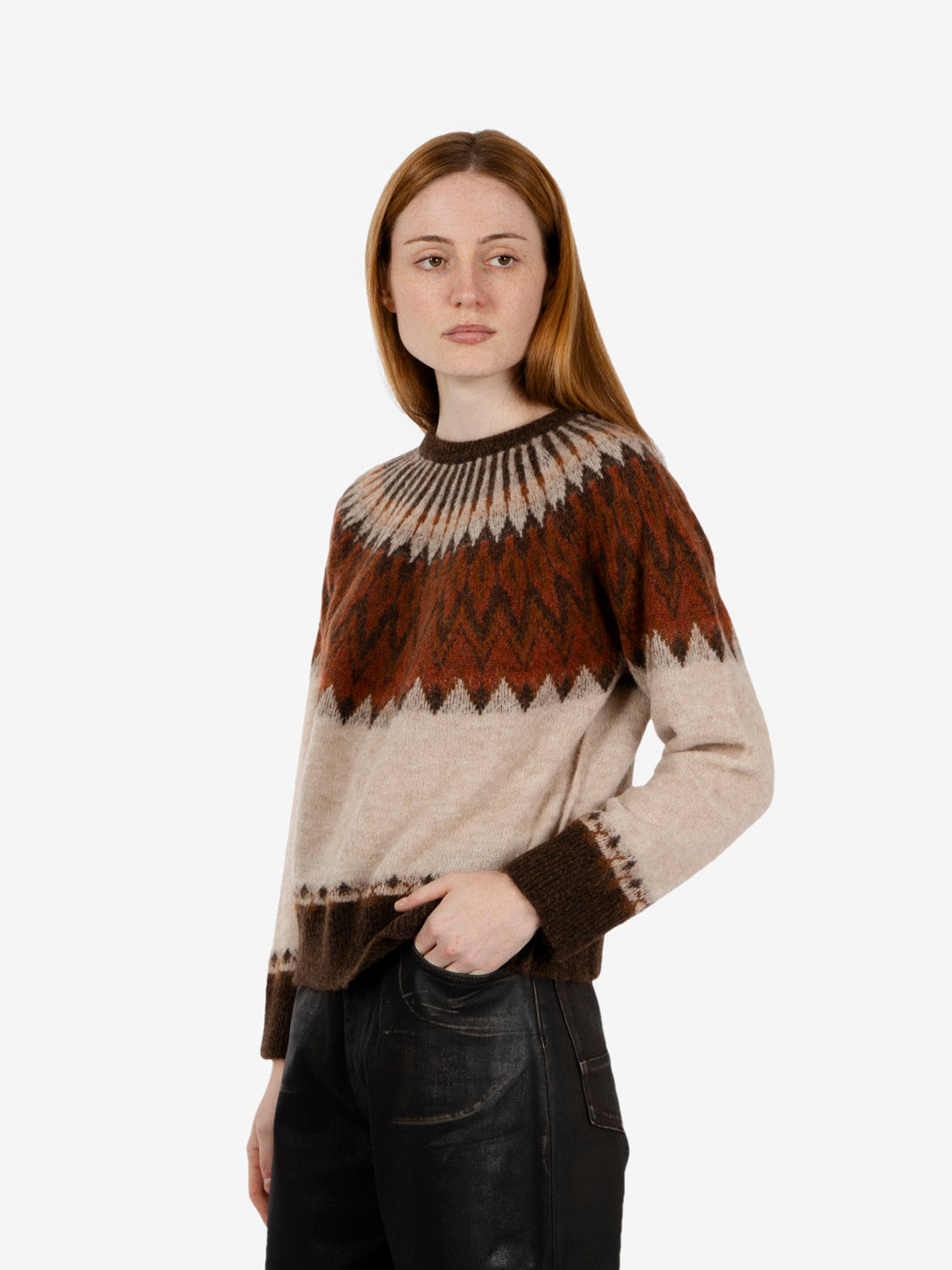Maglione jaquard beige