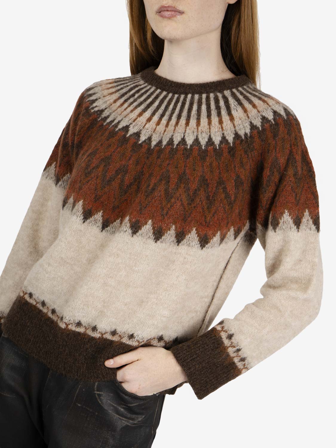 Beige jacquard sweater