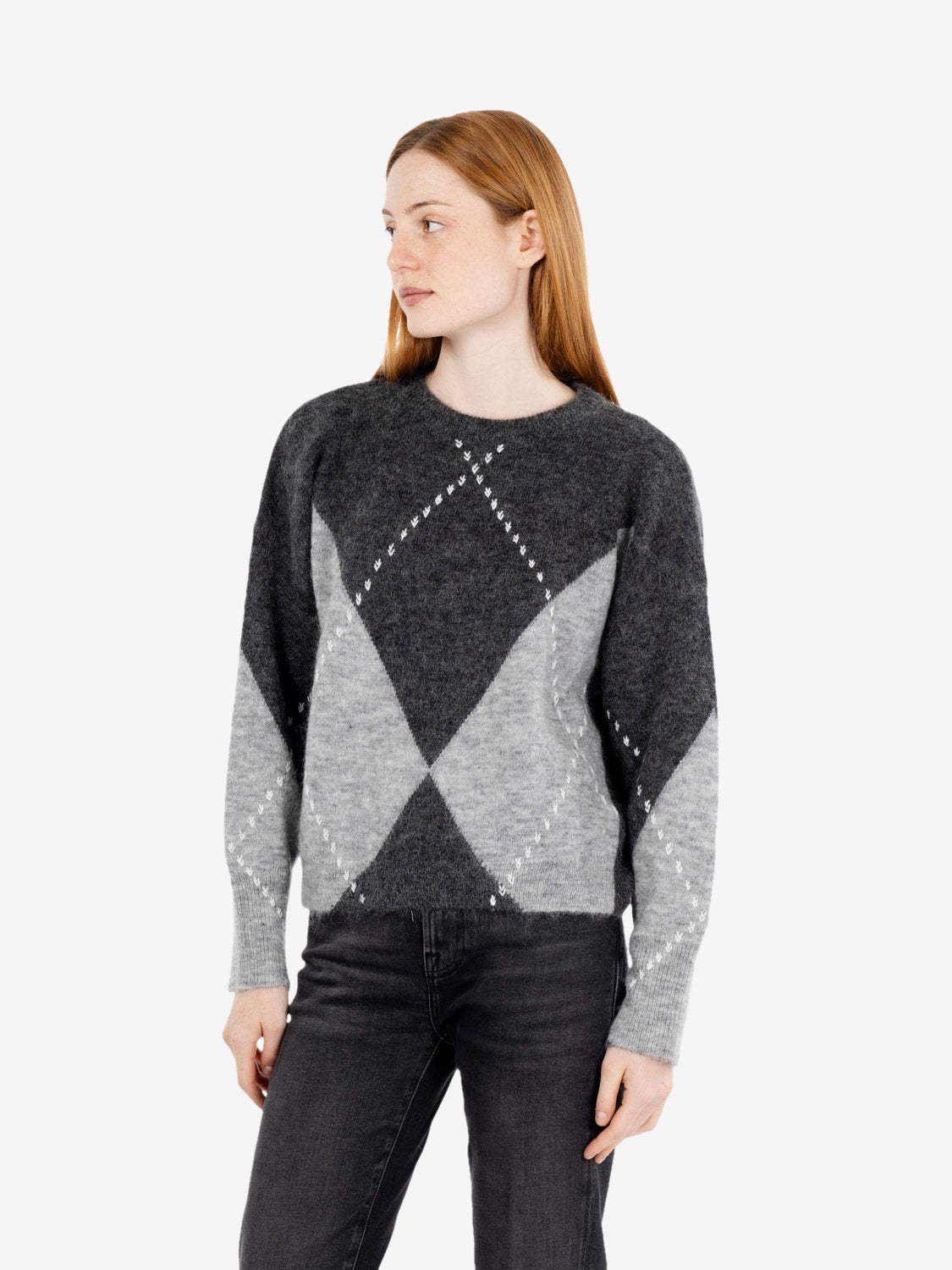 Maglione losanghe grigio fumo