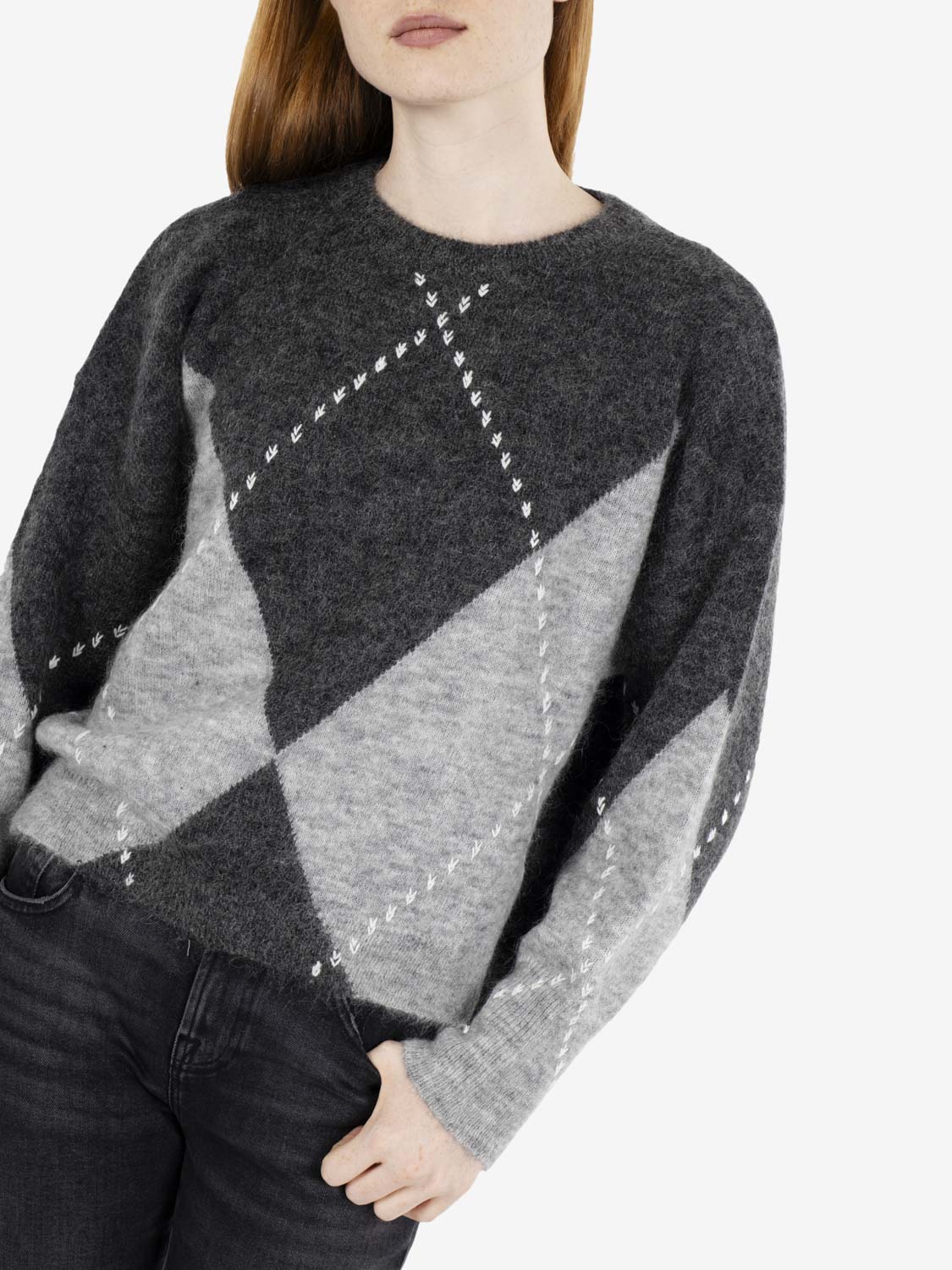 Maglione losanghe grigio fumo