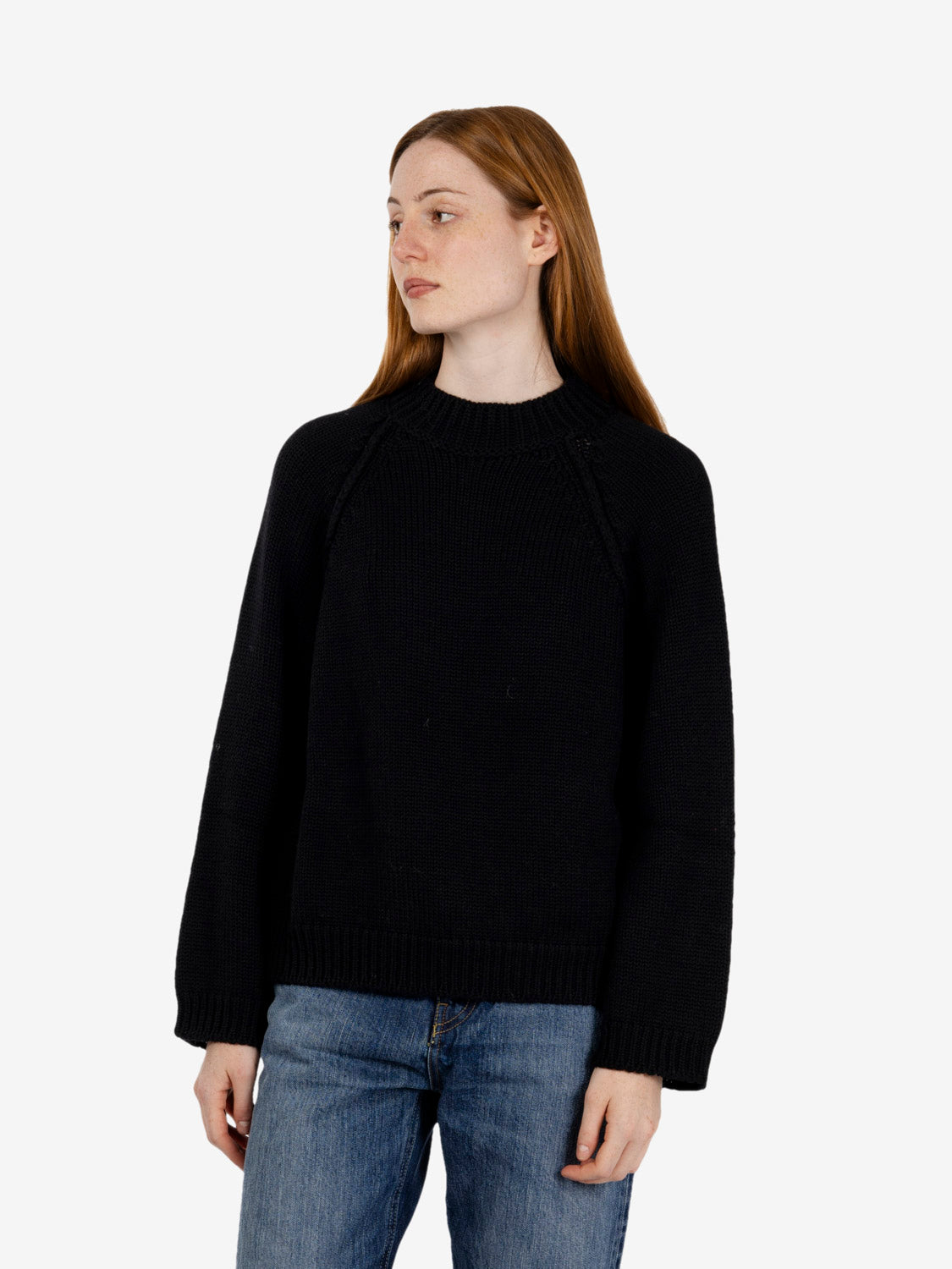 Black raglan sleeve sweater